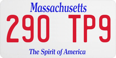 MA license plate 290TP9