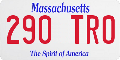 MA license plate 290TR0