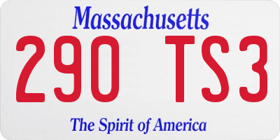 MA license plate 290TS3