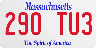 MA license plate 290TU3