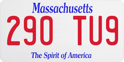 MA license plate 290TU9