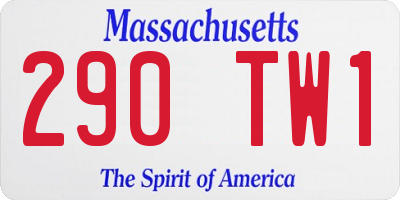 MA license plate 290TW1