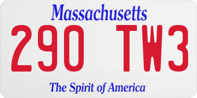 MA license plate 290TW3