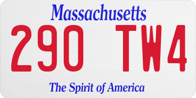 MA license plate 290TW4