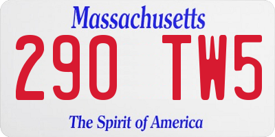 MA license plate 290TW5
