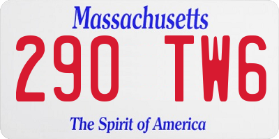 MA license plate 290TW6
