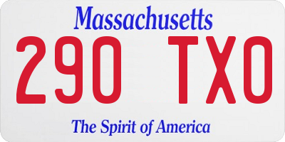 MA license plate 290TX0