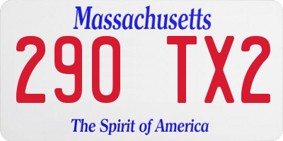 MA license plate 290TX2