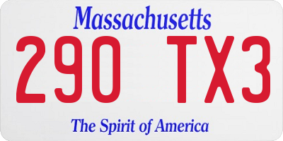 MA license plate 290TX3