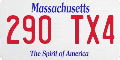 MA license plate 290TX4