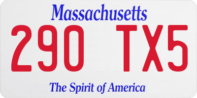 MA license plate 290TX5