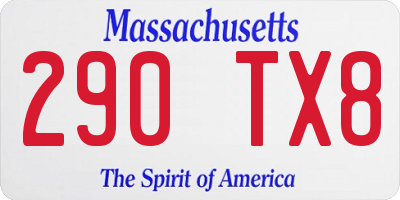 MA license plate 290TX8