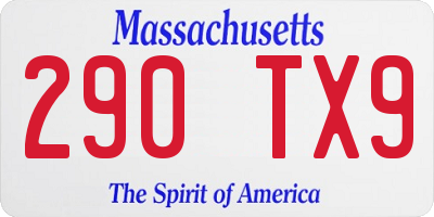 MA license plate 290TX9