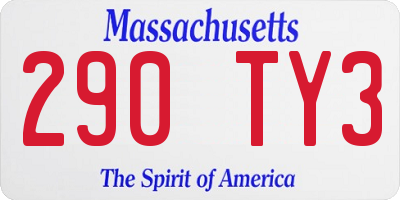 MA license plate 290TY3