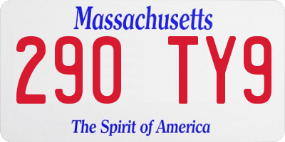 MA license plate 290TY9