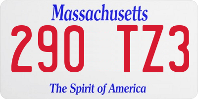 MA license plate 290TZ3