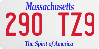 MA license plate 290TZ9