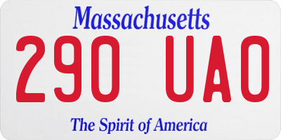 MA license plate 290UA0