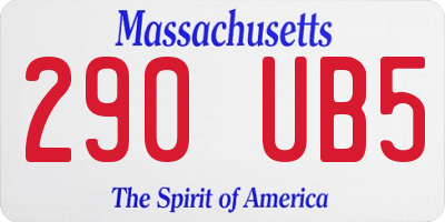 MA license plate 290UB5