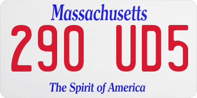 MA license plate 290UD5