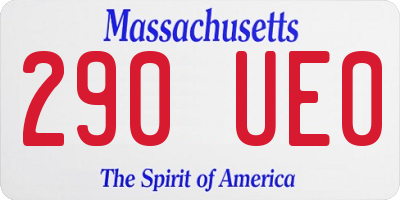MA license plate 290UE0