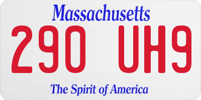 MA license plate 290UH9