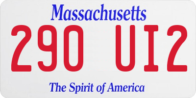 MA license plate 290UI2