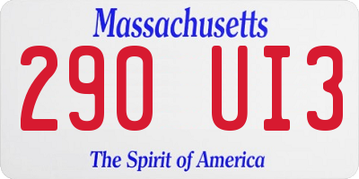 MA license plate 290UI3