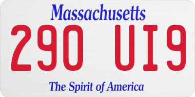 MA license plate 290UI9