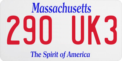 MA license plate 290UK3