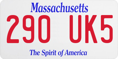 MA license plate 290UK5