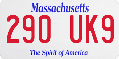 MA license plate 290UK9