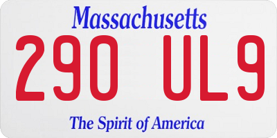 MA license plate 290UL9