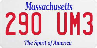 MA license plate 290UM3