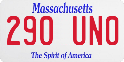 MA license plate 290UN0