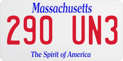 MA license plate 290UN3