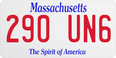 MA license plate 290UN6