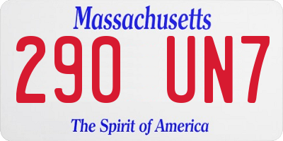MA license plate 290UN7