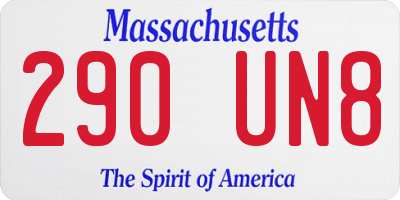 MA license plate 290UN8