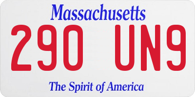 MA license plate 290UN9