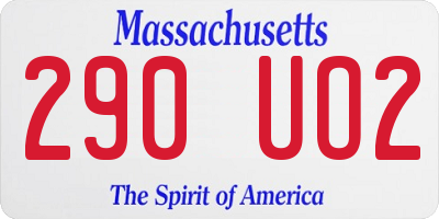 MA license plate 290UO2