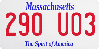 MA license plate 290UO3