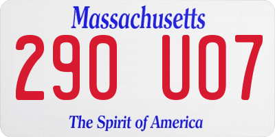 MA license plate 290UO7