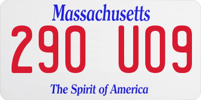MA license plate 290UO9