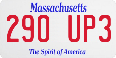 MA license plate 290UP3