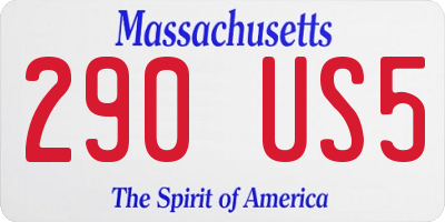 MA license plate 290US5