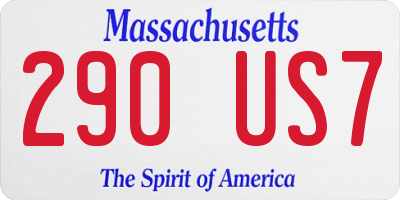 MA license plate 290US7