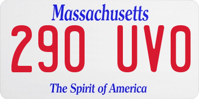 MA license plate 290UV0