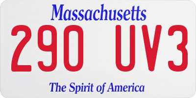MA license plate 290UV3