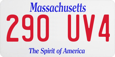 MA license plate 290UV4